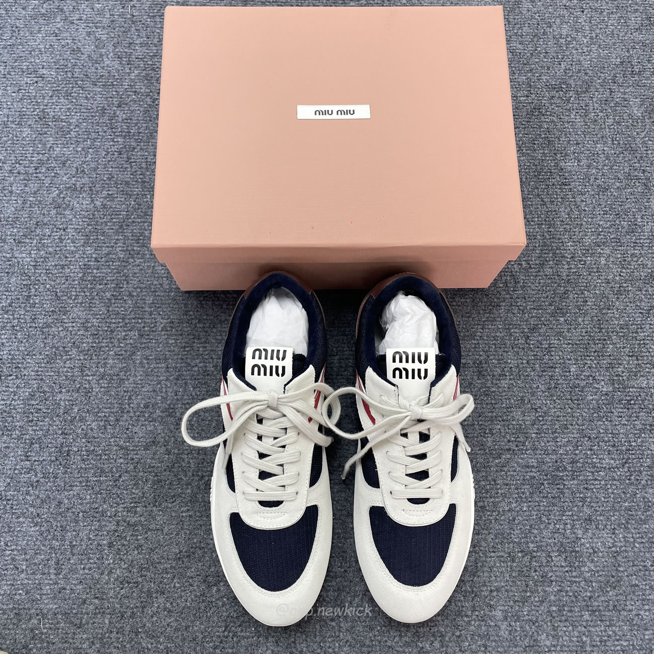 Miu Miu Baltic Blue Amaranth Suede Sneakers (5) - www.newkick.vip